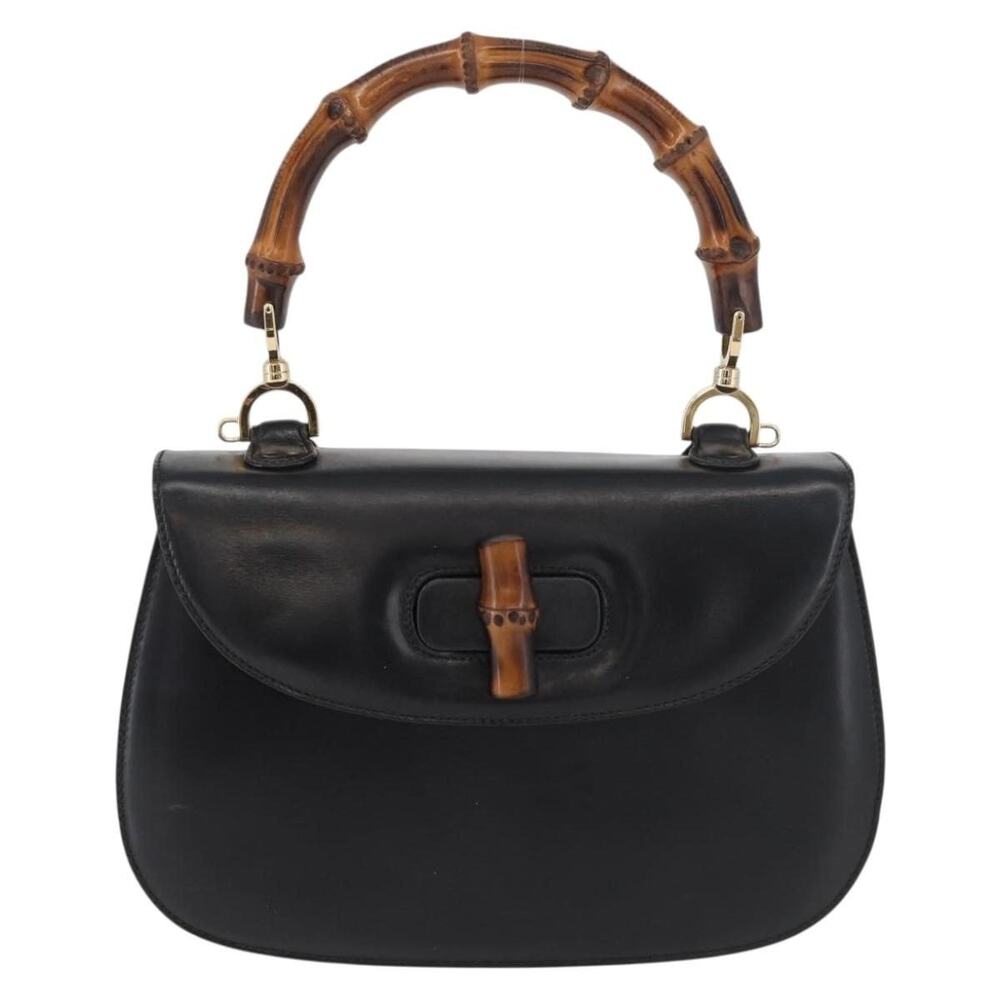 Gucci Bamboo Leather Handbag Black